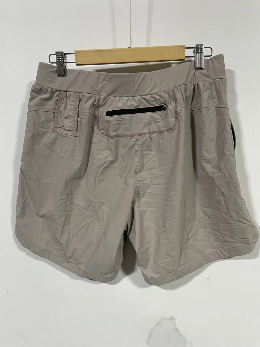ASRV Men's Shorts in Light Taupe with Black Drawstring